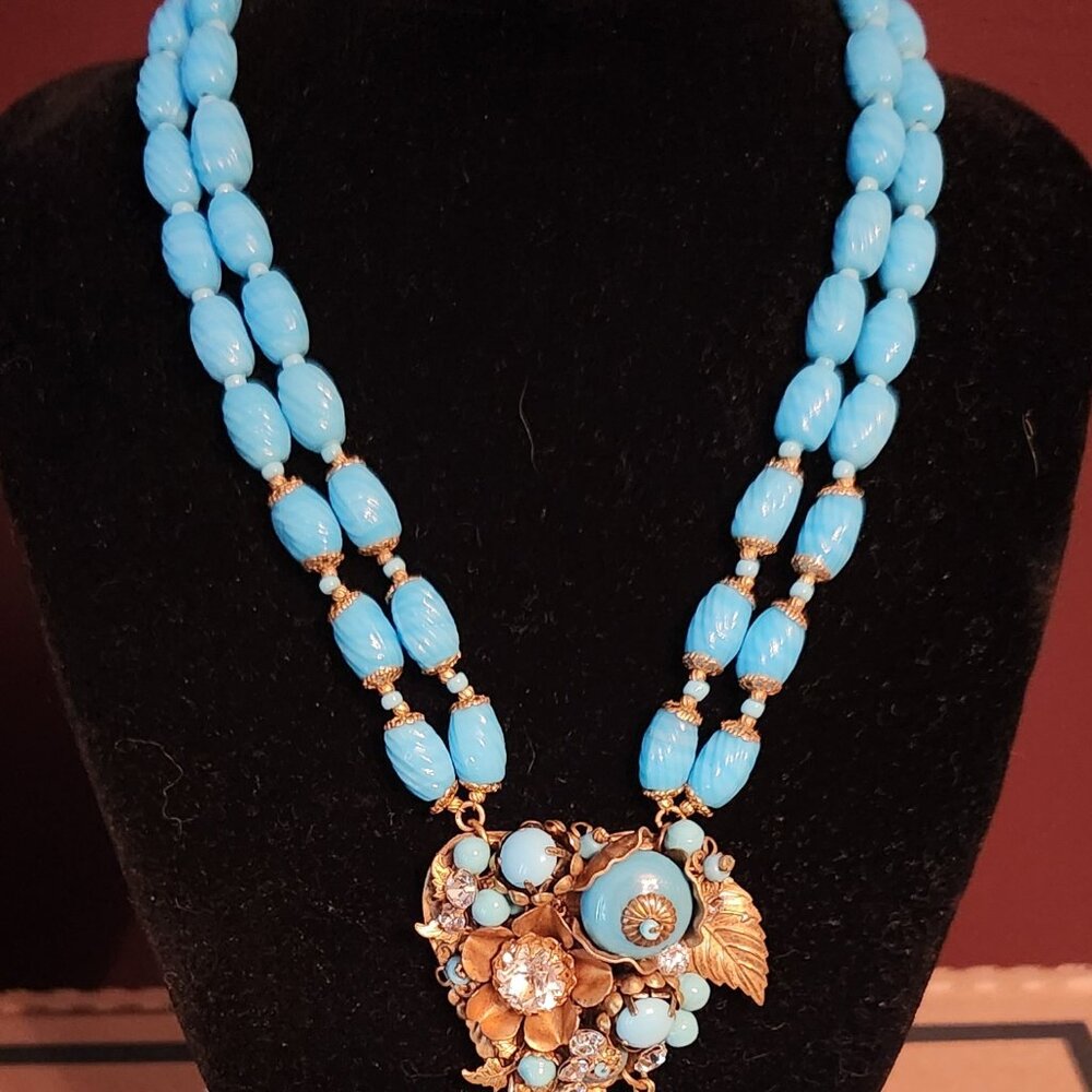 Miriam Haskell Turquoise Colored Bead Necklacr